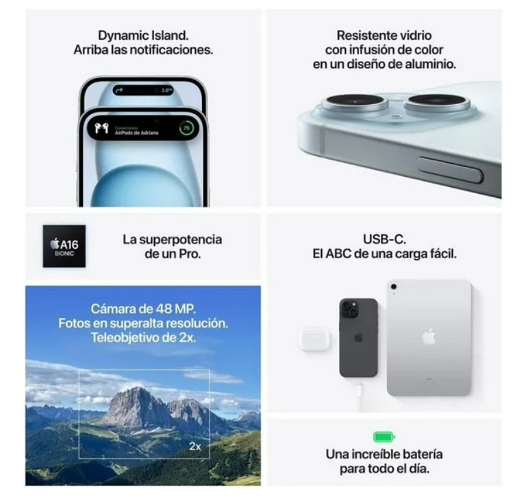 iPhone 15 Apple 128GB ESIM Azul Reacondicionado